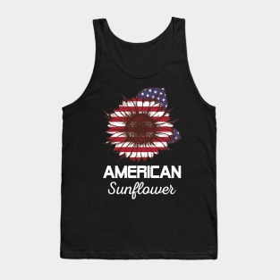 American Sunflower America Flag 4th July Tank Top